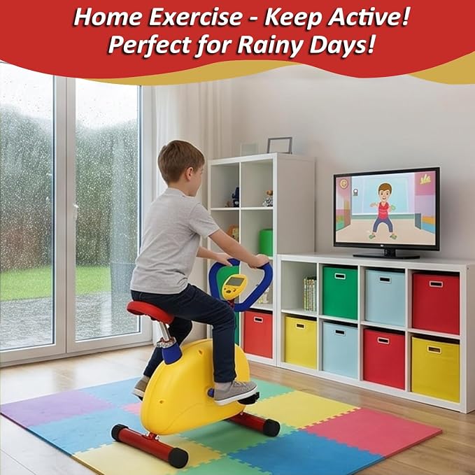 Fun and Fitness Kids Exercise Bike, for Cardio Training, Beginners Bike Games, Children's Stationary Cycle for Children's Boys and Girls Training