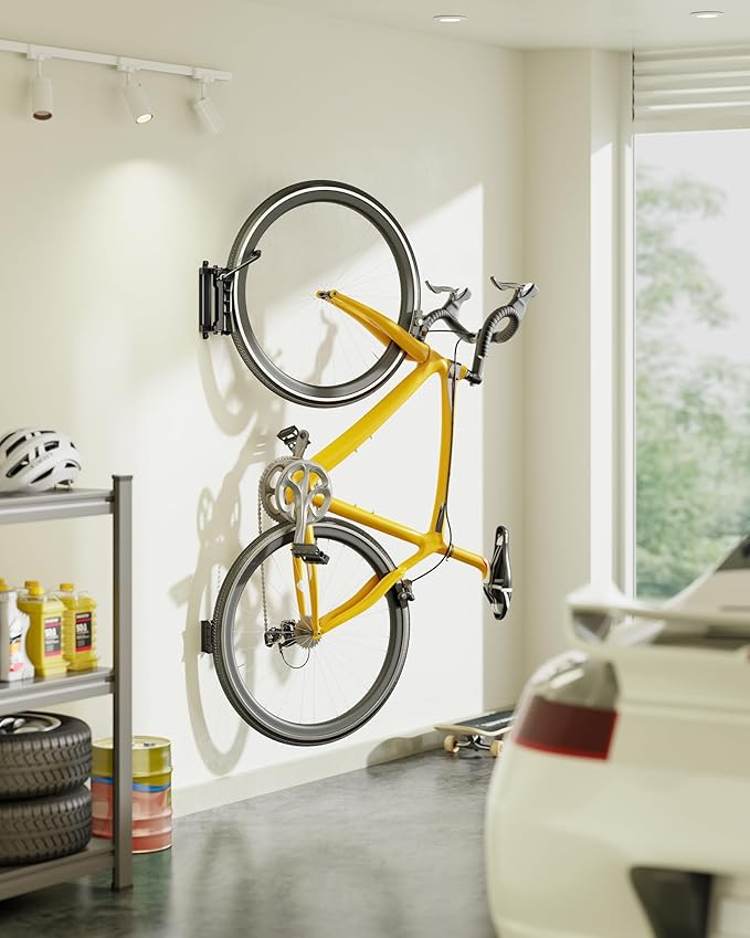 monTEK Heavy Duty Bike Wall Mount, Swivel Bike Wall Hanger Holds Up to 77lbs, Space-Saving Bike Rack Garage, Bike Storage for Bedroom Home Office, 3 Pack