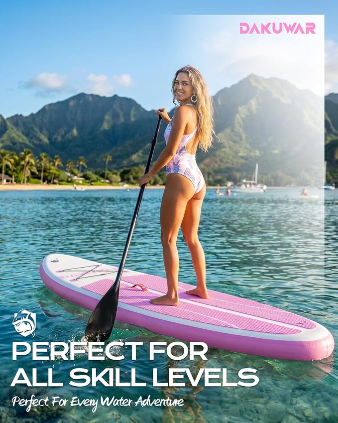 DAKUWAR Paddle Board 10'6''/10' Inflatable Stand Up Paddle Boards with SUP Accessories Ultra-Light Paddleboard Non-Slip Comfort Deck for Adults & Youth of All Skill Levels