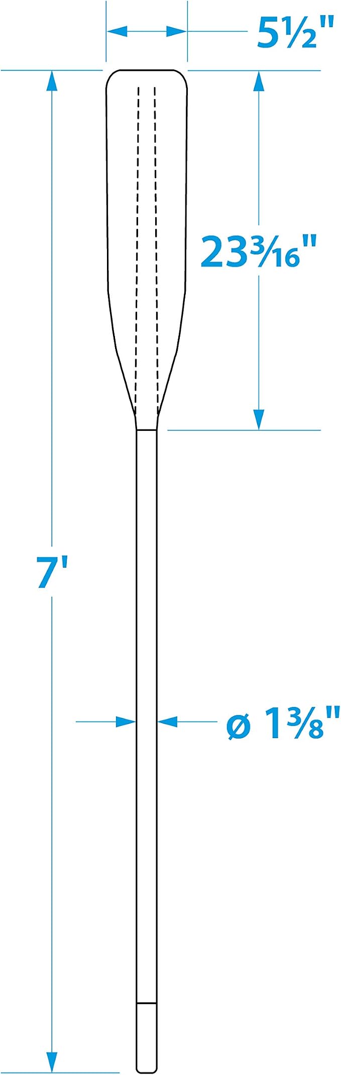 Seachoice Synthetic Paddle, 1-3/8 in. Diameter Anodized Aluminum Shaft, 23-1/4 in. X 5-1/2 in. Blade, Various Sizes