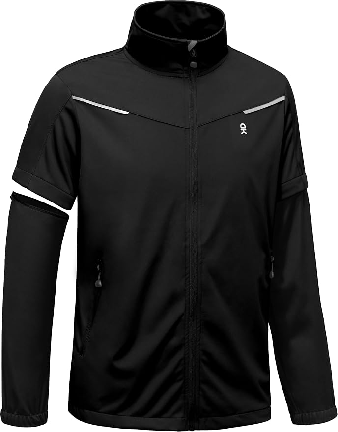 Little Donkey Andy Men's Convertible Sleeve Softshell Jacket Water Resistant Breathable Outdoor Jacket for Golf Hiking