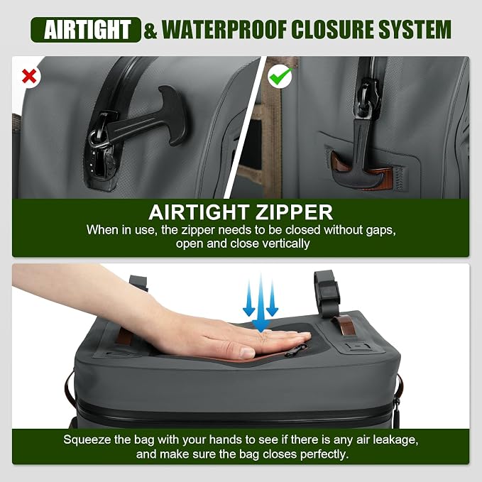 Goture Waterproof Fishing Waist Pack,IPX8 840D TPU Large Tackle Bag with Rod Holder,Airtight Zipper Closure,Detachable Water Bottle Holder, 10L Fly Fishing Bag with Adjustable Strap,Sling Fanny Pack