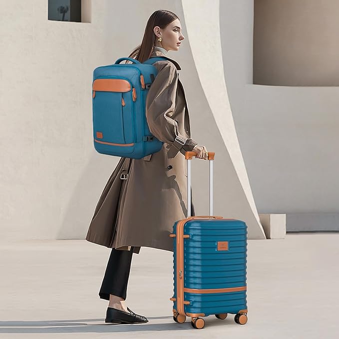 Joyway Expandable Luggage Sets 5 Piece, Lightweight Hard Shell Travel Suitcase Set with Spinner Wheels and TSA Lock (5 piece set,Blue)