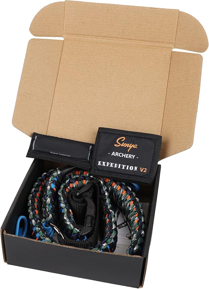 SUNYA Paracord Compound Bow Sling with V2 Upgraded Magnetic Connection System. Lightweight Hands Free Shoulder Carrying Sling for Bow Hunting, Field Archery and 3D