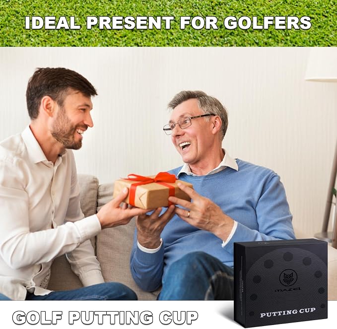 MAZEL Golf Putting Cup Hole Accuracy Trainer - Anodized Milled Aluminum Alloy Putting Training Aid for Indoor Outdoor Practice, with Carry Bag