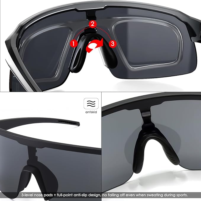 Sunglasses TR90 Frame Anti-Slip Full Coating HD Lens UV400 Protection Cycling Multi-Sport