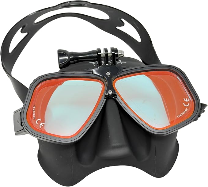 Tidal APEX Freedive Mask with Action Camera Mount- Low Volume Designed for Freediving, Spearfishing, Scuba Diving, and Snorkeling. Advanved Anti-Fog Freediving mask.