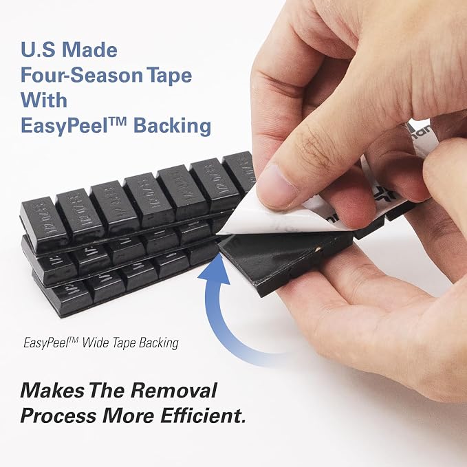 CKAuto 1/2oz Trapezium Adhesive Stick on Wheel Weights,EasyPeel Tape, 72oz/Box, US Quality(144pcs) Black
