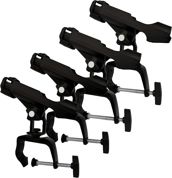 HiUmi Fishing Boat Rods Holder with Large Clamp Opening 360 Degree Adjustable Fishing Rod Racks Folding Holder