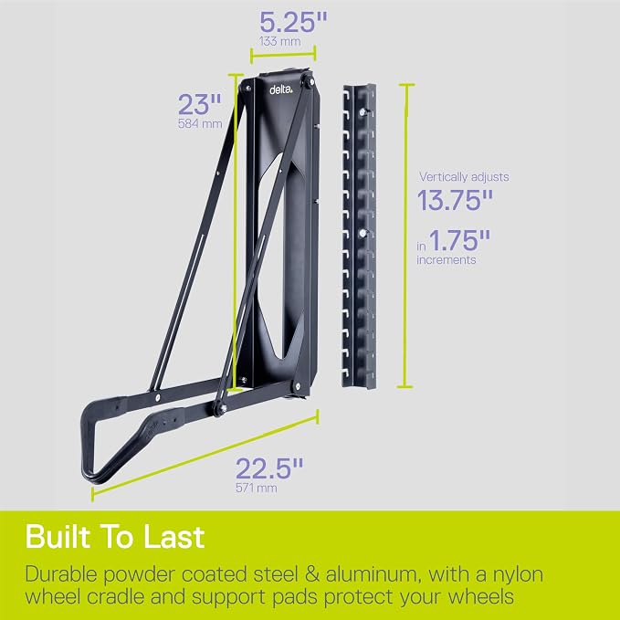 Pivot Bike Storage Rack by Delta Cycle - Bike Rack Garage Wall Mount Swivels to Save Space - No Lifting Required Vertical Bike Rack - Indoor Bike Storage Wall Hanger Holds Up to 100 lbs