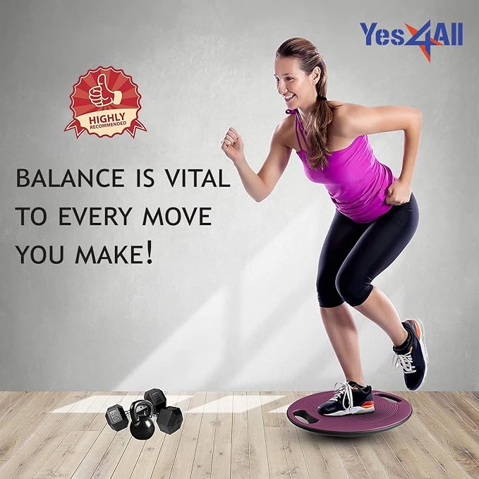 Yes4All Wobble Balance Board, Plastic Stability Trainer with Handles for Standing Desk, Core Training & Home Gym Workout