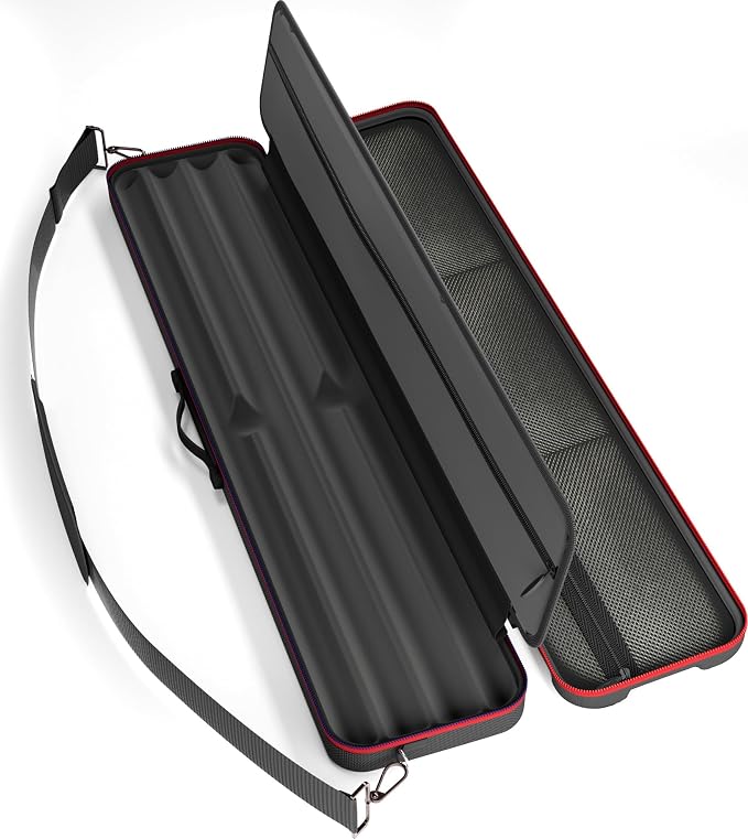 Casemaster Parallax Guard 2x2 Billiard Cue Case, Holds 2 Butts and 2 Shafts, Foam-Padded Pool Stick Case, Water-Resistant 600D Oxford, Zippered Pockets, Rubberized Handle