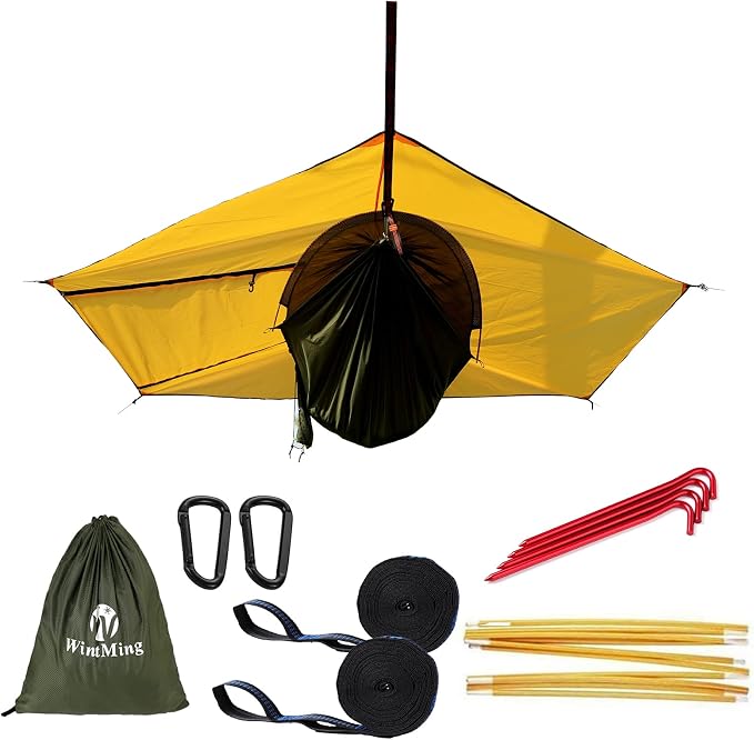 WintMing Hammock with Mosquito Net and Rain Fly Cover 3 in 1 Camping Hammock Tent 440lbs Load