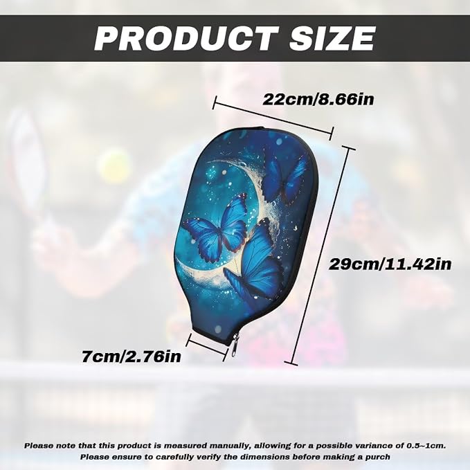 Butterfly Moon Neoprene Pickleball Paddle Covers Only Racquet Cover Pickle Ball Storage Bag Set of 1 Compatible with Most Usapa Standard Pickleball Case for Pandles Women Men