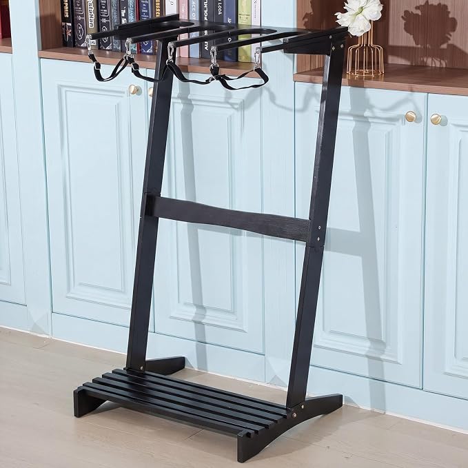 CroBlissful Surfboard Rack Freestanding Vertical Surf Board Stand for 4 Boards Bamboo Display Rack for Shortboard, Snowboard, Skateboard, Ski and Wakeboard