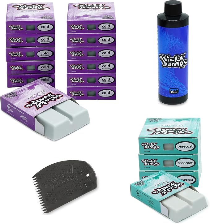 Sticky Bumps Original Surf Wax Cold | Long-Lasting Surfboard Wax | Great Bump Building for Surfing | Non-Toxic, Nature-Safe | for Cold Water Temps 60°F/15°C and Below