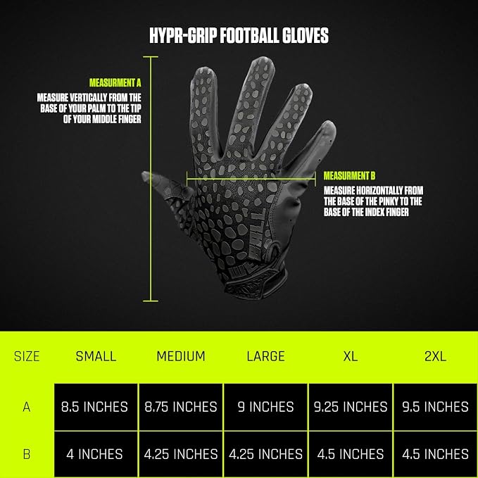 We Ball Sports Hypr-Grip Football Gloves, Men’s Sticky Silicone Palm Receiver Gloves