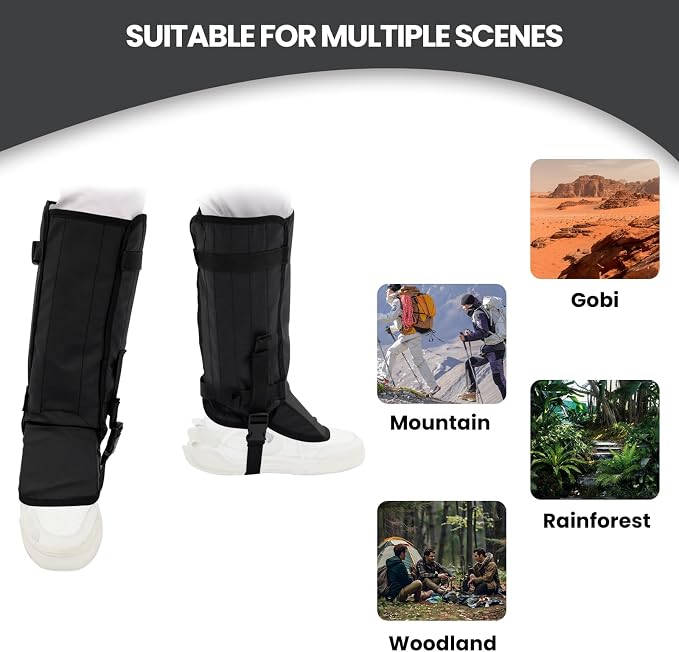 Leg Gaiters- Waterproof Boot Gaiter for Men & Women, with 1000D Wear Resistantand Snowproof and Waterproof Leg Protectors for Hiking and Camping