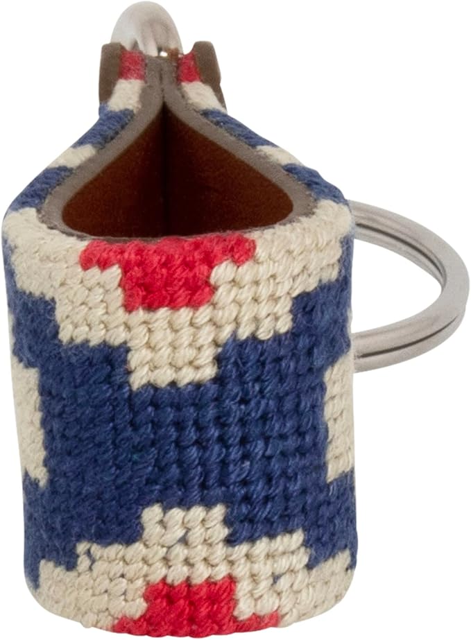Leather Hand-Stitched Needlepoint Key Fob or Key Chain