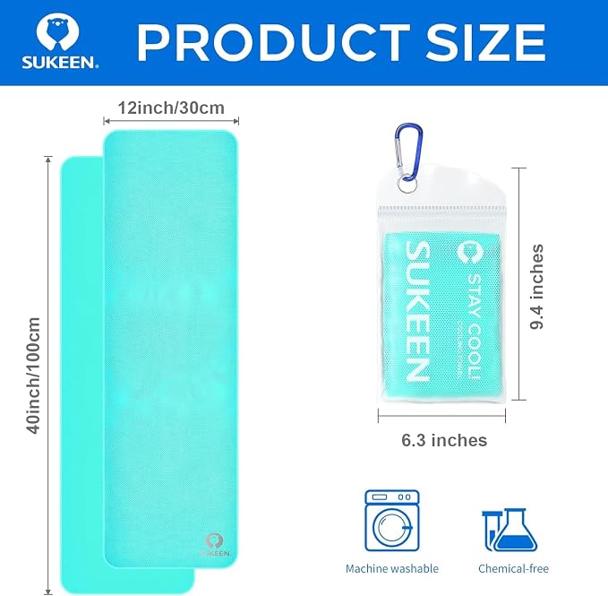 Sukeen Cooling Towel 20 Pack (40"x12") Ice Towel,Bulk Breathable Chilly Twoles,Microfiber Towel for Neck Face for Yoga,Sport,Running,Gym,Workout,Camping,Fitness,Travel & More Activities, Macaron Blue