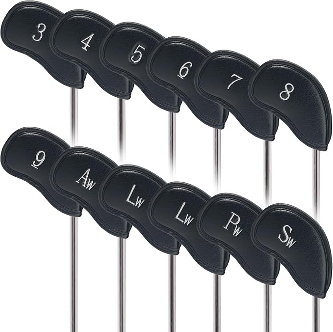 CRAFTSMAN GOLF 12pcs or 1pc Thick Synthetic Leather Golf Iron Head Covers Set Headcover Fit All Brands Callaway Ping Taylormade Cobra Etc. Also Custom Name