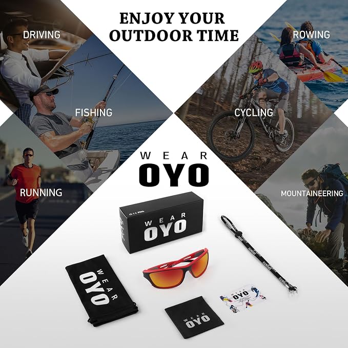 WEAROYO Polarized Sports Sunglasses for Men Women,Fishing Driving Rectangular Goggles UV400 Protection