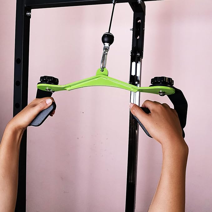 Adjustable Lat Pull down Bar, Cable Machine Attachments for Gym, Home Gym Fitness T-bar Row Pulldown Attachments, Lat Pull Down Machine Wide Grip Neutral Grip Handle