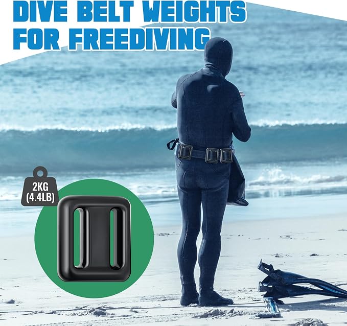 Tellegloww 4 Pcs Dive Weights Belt for Scuba Diving Coated Dive Weights Nylon Dive Belt with Metal Quick Release Buckle for Free Diving Spear Fishing