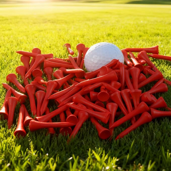 FINGER TEN Short Golf Tees 1 1/2 Inch Wood for Par 3 & Iron Shots Bulk 250/500 Pack, Bamboo Tee for Stable Low-Tee Height in Natural, Red, and USA Flag