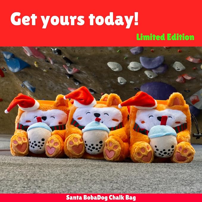 Rock Climbing Chalk Bag + Refillable Ball – Boba Dog Plush Animal Bag