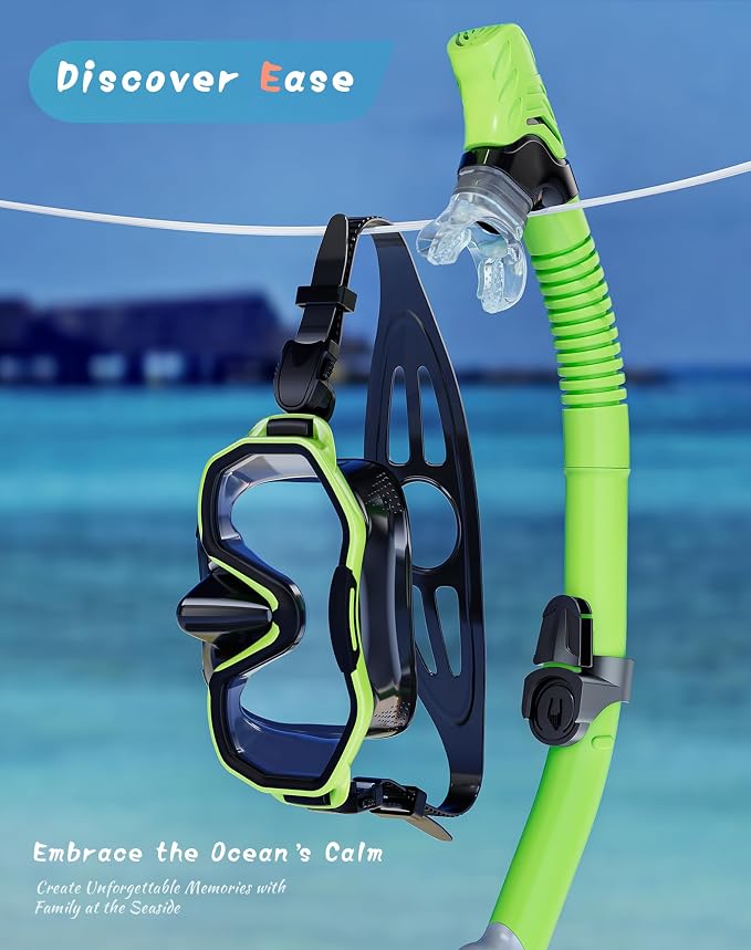 Snorkeling Gear for Adults Kids, Dry-Top Snorkel Set, 180°Panoramic Wide View Diving Mask Breathing Freely Snorkel Mask for Snorkeling Scuba Diving Swimming Travel