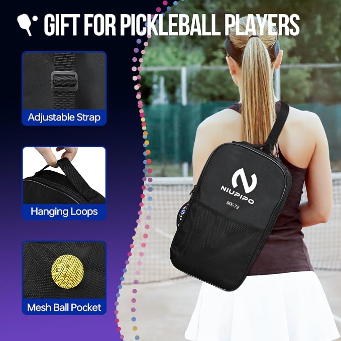 niupipo Pickleball Paddles Set of 2 or 4, USAPA Approved Fiberglass Pickleball Paddle Set with Balls and Bag, Polypropylene Honeycomb Core, Lightweight Pickleball Paddles for Beginners Men Women