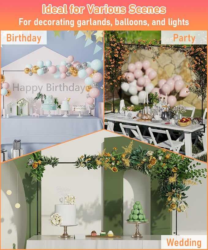 32-80 Inch Length Over the Table Rod Stand with Clamps, Adjustable Metal Balloon Flower Decorating Arch for Wedding, Birthday, Party Decoration, Black