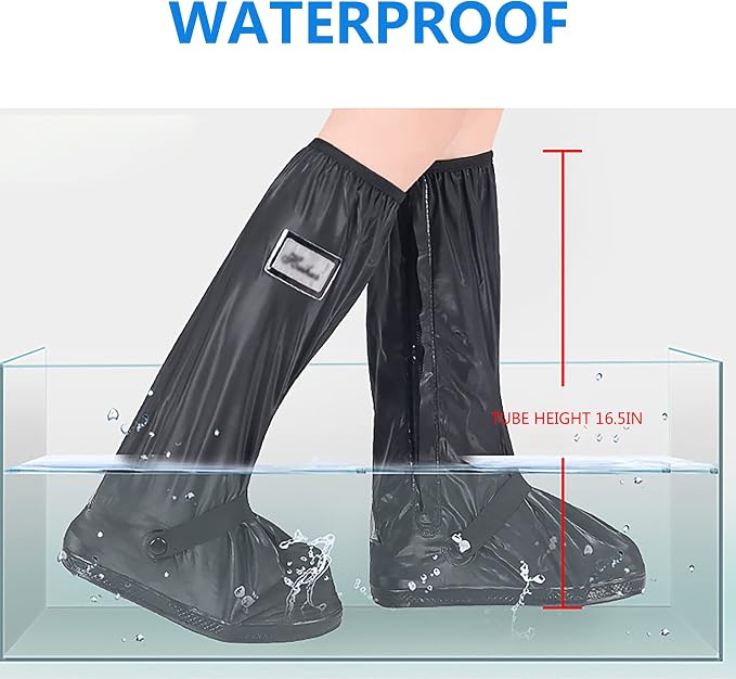 SooGree Waterproof Rain Shoe Covers Men Reusable Foldable Rain Snow Boot Shoe Covers with Reflector Non Slip Shoe Protector for Raining Day,Cycling,Gardening,Fishing,Hiking, Farming