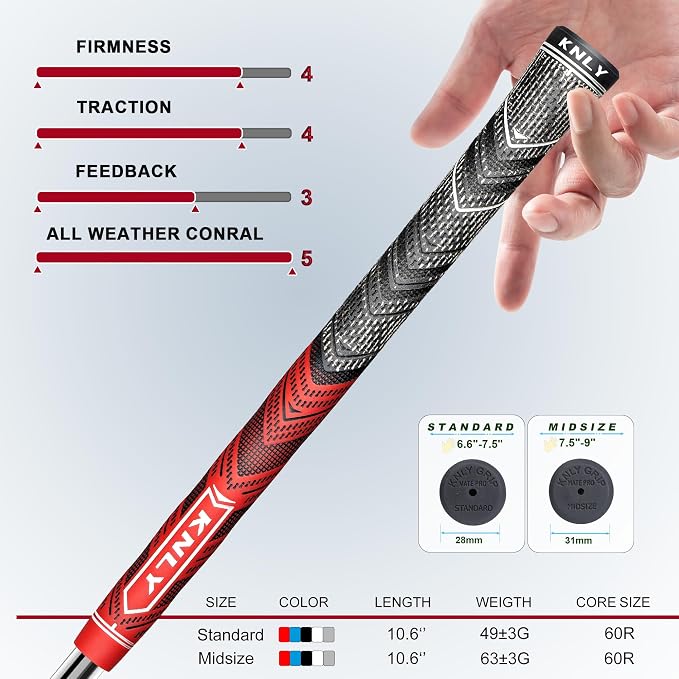 KNLY Golf Grips Set of 13,High Feedback MultiCompound Golf Club Grips,13 Grips with 15 Tapes and 13 Grips with All Repair Kits for Choice.