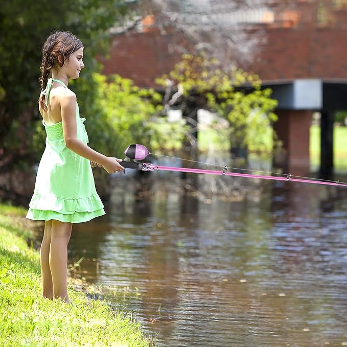 ODDSPRO Kids Fishing Pole - Portable Telescopic Kids Fishing Rod and Reel Combo Kit - with Spincast Fishing Reel Tackle Box for Girls, Youth