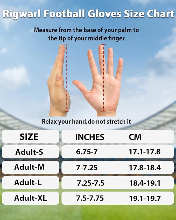RIGWARL Football Gloves Adult Men, Youth Kids Football Gloves with Super Sticky Grip, Receiver Glove Adult Youth Kids Best Gift for Father‘s Day