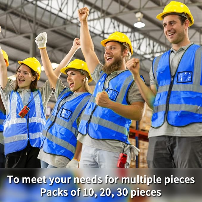 Safety Vests,Hi Vis Vest Reflective Vest with 5 Pockets and Zipper for Men Women, Neon Working Vest for Outdoor One Size