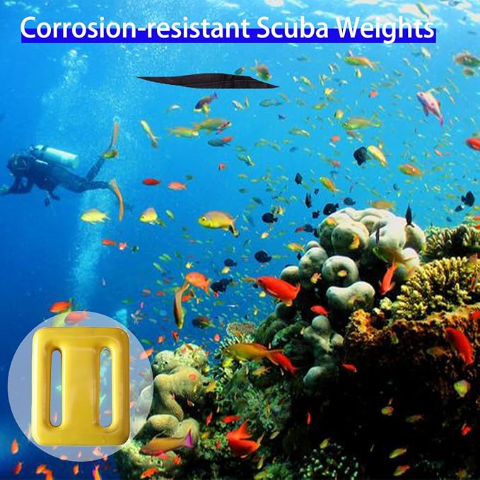 Vinyl Coated Diving Weights-4pcs 1.1-4.4 lbs Dive Weights with 4 Pocket Scuba Weight Belt with Quick Release Buckle,Used for Freediving, Spearfishing & Scuba Diving-Fit for Waist 32" to 52"