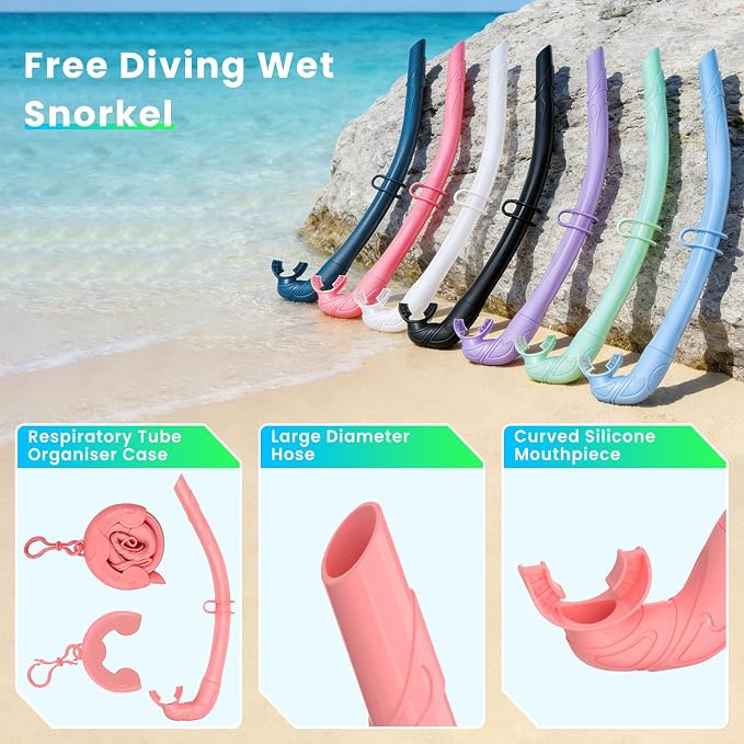Snorkeling Gear for Adults, Snorkel Set Adult, Scuba Diving Mask, Panoramic View Anti-Leak Anti-Fog Dive Swimming Goggles Tempered Glass Panoramic Wide View Travel Portable Foldable