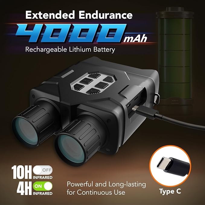 GTHUNDER Night Vision Goggles Binoculars with Remote Monitor on App | Crystal Clear 4K UHD Video & 52MP Full Color Photos on 4" HD Screen |10X Zoom Ideal for Camping Hunting & Wildlife Observation