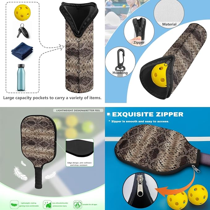 Pickleball Paddles Set 3PCS Pickleball Paddle Case Pickleball Racket Pickleball Bag Ideal for Beginners Gifts