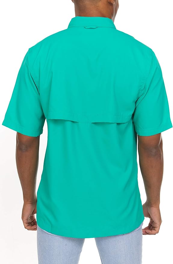 Swiss Alps Mens Short Sleeve Button Down Sun Protection UPF 30+Shirt Quick Dry Cooling Fishing Shirts Casual Summer Tops