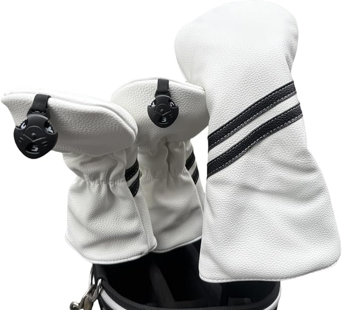 Golf Club Covers Headcovers Set for Driver and Woods Soft Faux Leather Golf Accessories for Men Women Golfer Gifts Set Golf Club Protective Case 1 3 5 H or Set for 1 3 5 Woods