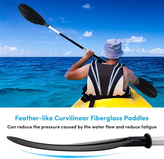 Kayak Paddles Adjustable 88in 4 Piece Kayak Oars Boat Paddles for Adults with Paddle Leash, Canoe Paddles for Kayaking Rafting Jet Ski Canoe Outdoor Kayak Water Sports and Safety Boat Accessories