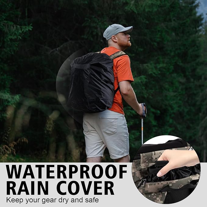 Goture Fishing Backpack,900D Water-Resistant Tackle Backpack with Rod Holders, SBS Zippers,45L Large Fishing Bag Storage Gear Tackle Bag with Rain Cover, Bottle Holder for Travel Camping Hiking