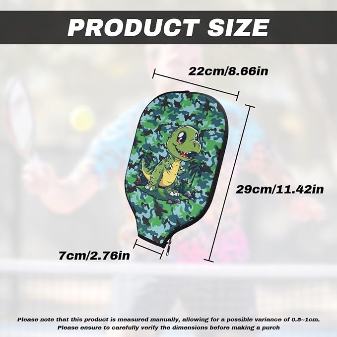 Dinosaur 4 Pack Pickleball Paddle Covers 8.7 X 11.4 Inch Neoprene Pickleball Racket Sleeve Zippered Pickleball Paddle Case Universal Pickleball Racket Cover for All People