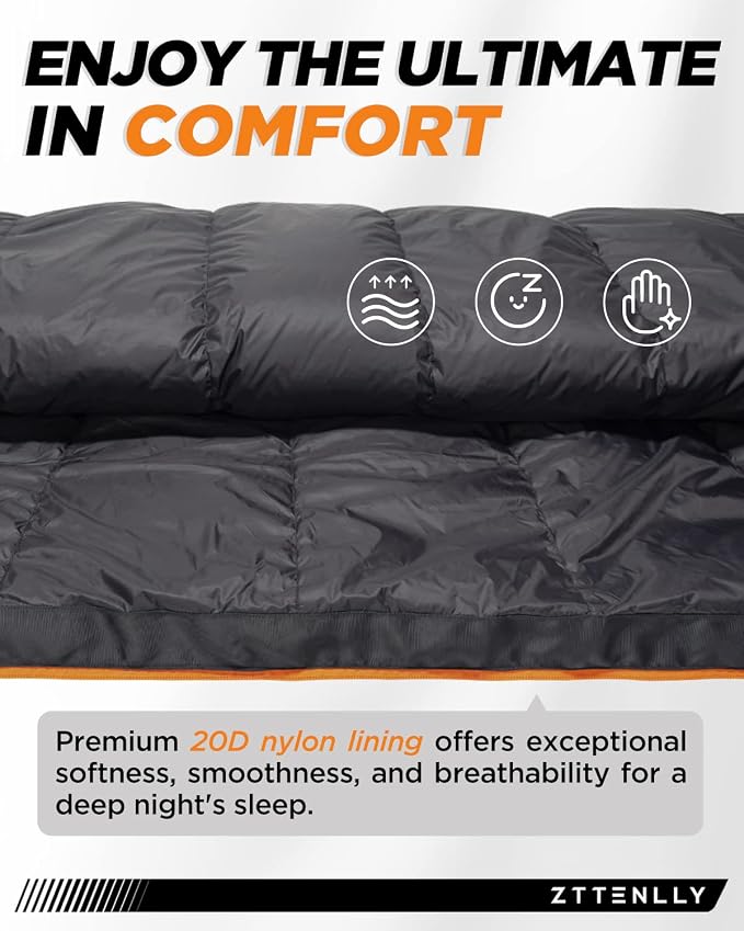 Ultimate 4-Season Down Sleeping Bag for Adults - Lightweight & Compact, 550/600 FP, 0°F to 30°F for Backpacking, Camping & Hiking