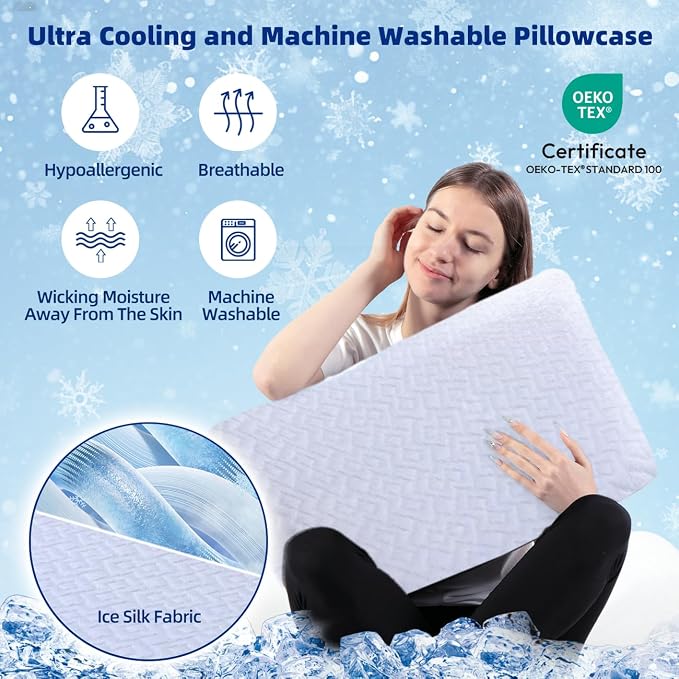 LOFE® Adjustable Memory Foam Pillow, Cervical Pillow for Neck Pain Relief | 4 Height from 1.2 to 4.8in, CertiPUR-US Neck Support Pillow for Side Sleepers, Back/Stomach Sleepers, Removable Cooling Cover