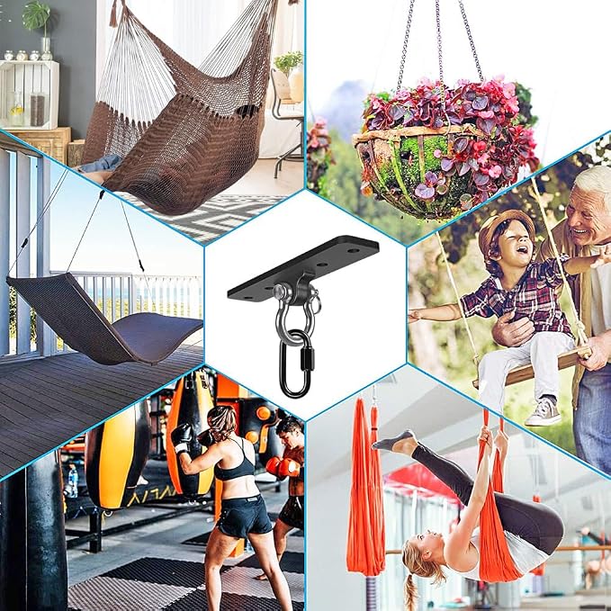 Dolibest Ceiling Mount Swing Hanger Heavy Duty Swing Set Hook for Porch Swing Hammock Chair Yoga Silk Suspension Straps Gymnastic Ring, Wall Anchor for Resistance Bands (900LB)